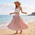 thumbnail image 6 of Women's Bohemian Style Elastic Waist Band Cotton Linen Long Maxi Skirt Dress, 6 of 6