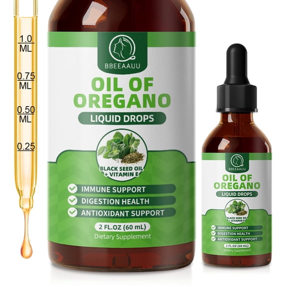 Organic Oil of Oregano Liquid Drops, 240 Servings Oregano Oil Supplements for Immune Support, Digestive & Overall Health, Vegan, Non-GMO 2 fl oz