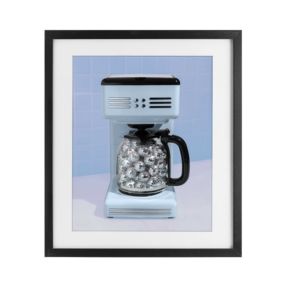 Stupell Industries Disco Coffee Maker over Blue Black Framed Print Under Glass, design by LISH Creative