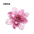 thumbnail image 2 of Kearding 10 piezas de flores artificiales de Navidad, adornos de árbol de Navidad con purpurina, diseño hueco, arte de flores falsas, boda, Kits de decoración para fiestas rosa, 2 of 6
