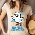 thumbnail image 4 of No Feet No Problem Ghost Graphic Tee | Funny Cute T-Shirt for Women, White, Size L, 4 of 6