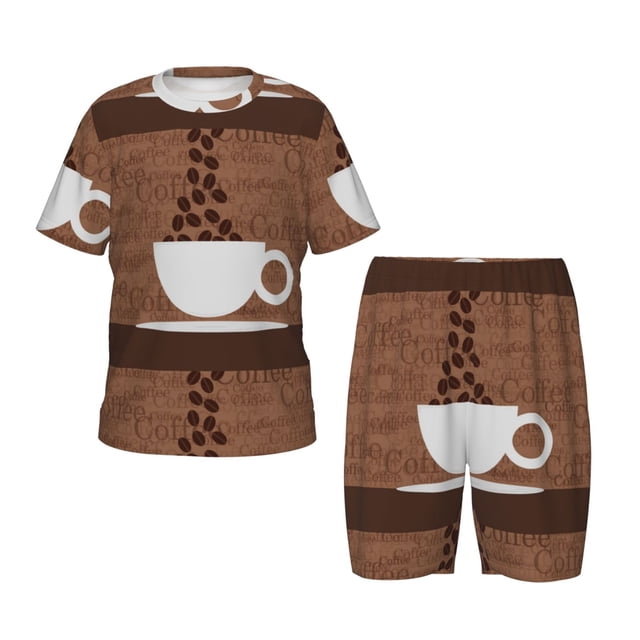 Balery Coffee Cafe Cup Conjunto de Pijama Infantil de Manga Corta con Estampado – Ropa de Dormir de Algodón Suave-4X-Large