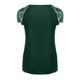 thumbnail image 6 of 2026 ! Clothes under $5 asdoklhq Womens Plus Size Tops,Womens Plus Size Solid Round Neck Floral Lace Shoulder T-shirt Tops Blouse, 6 of 9