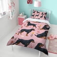 thumbnail image 4 of Rottweiler Dogs with Flowers Duvet Cover and Pillowcase Set for Single Bedding, Bedroom Accessories for Kids Teens, 4 of 5