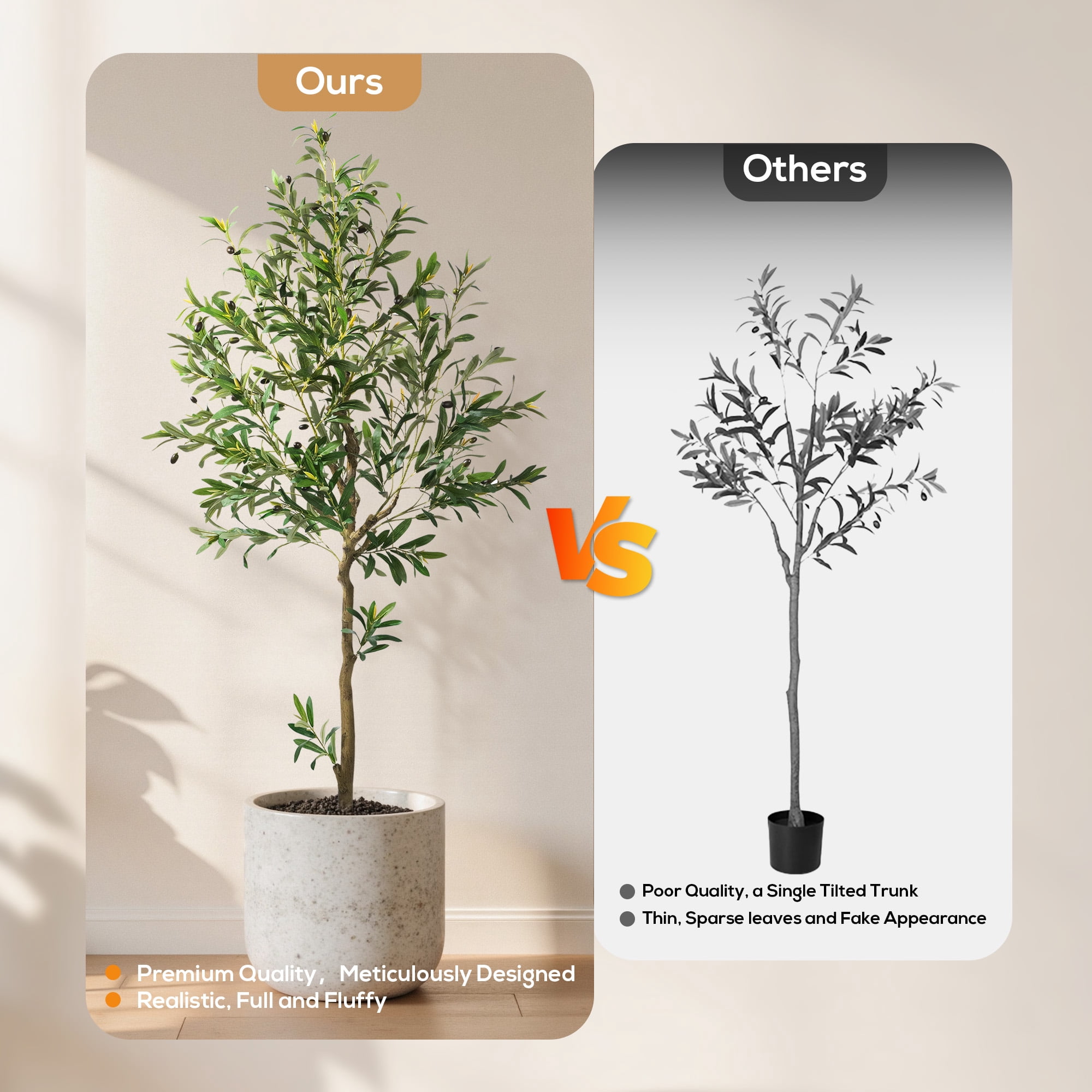 OLIVIVI Artificial Olive Tree 6FT Tall Faux Silk Plant for Home Office Decor Indoor Outdoor Fake Lifelike Potted Plant with Wood Branches 1 pack