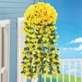 thumbnail image 2 of Collections Etc Artificial Floral Hanging Bushes - Set of 2 - Cascading Blossoms - For Indoor or Outdoor Use - Yellow, Purple, Fuchsia - For Mantel, Basket, Front Porch - Polyester, Plastic, 2 of 3