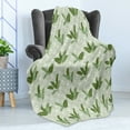thumbnail image 4 of Botany Soft Flannel Fleece Blanket, Large Evergreen Palm Leaves on Retro Hexagonal Geometric Forms Vintage Design, Cozy Plush for Indoor and Outdoor Use, 50" x 70", Olive Green Cream, by Ambesonne, 4 of 5
