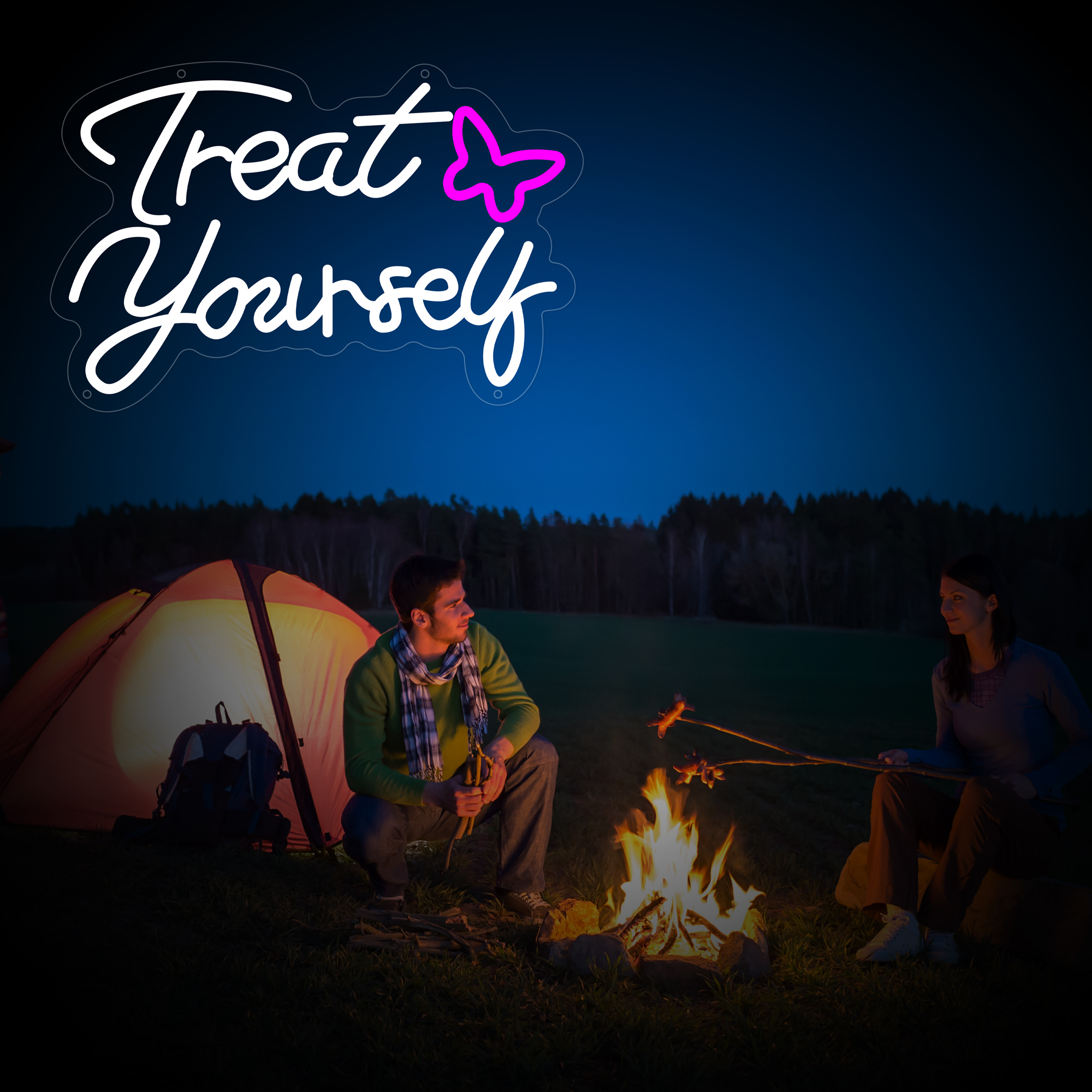 Treat Yourself Neon Sign for Wall Decor, Treat Yourself Led Signs for Home Decor, Dimmable Neon Light Sign for Bedroom, Game Room, Living Room, Bar Decoration, USB Powered Light Up Signs for Man Cave