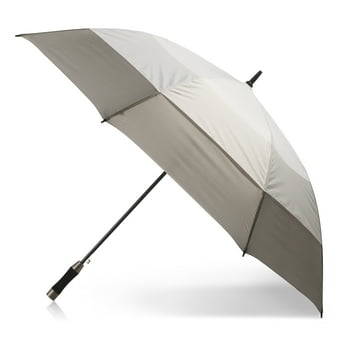 Totes Recycled Canopy Vented One-Touch Auto Open Golf Umbrella with SunGuard