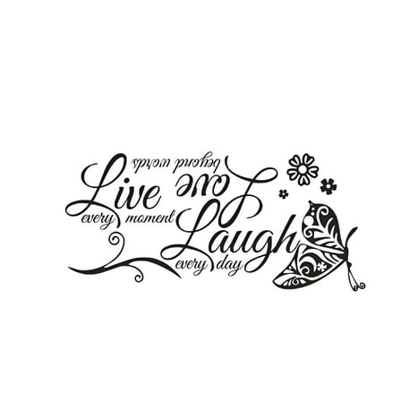 LAMIRO Live Laugh Love Quotes Butterfly Wall Art Stickers Living Room Decal Home Decor