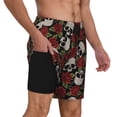 thumbnail image 3 of Goofa Red Rose Skull Printed Men's Swim Trunks Board Shorts Quick Dry Mens Swimming Trunks with Compression Liner,Breathable Fit Hawaii Beach Shorts-Small, 3 of 9