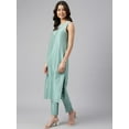 thumbnail image 5 of Janasya Indian Women's Sea Green Chanderi Silk Solid Kurta with Pant, 5 of 8