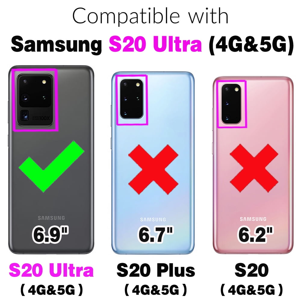 Asuwish Phone Case for Samsung Galaxy S20 Ultra 5G Wallet Cover With Tempered Glass Screen Protector Wrist Strap Flip Pattern Zipper Credit Card Holder Cell S20ultra 20S S 20 A20 S2O 20ultra G5 Red