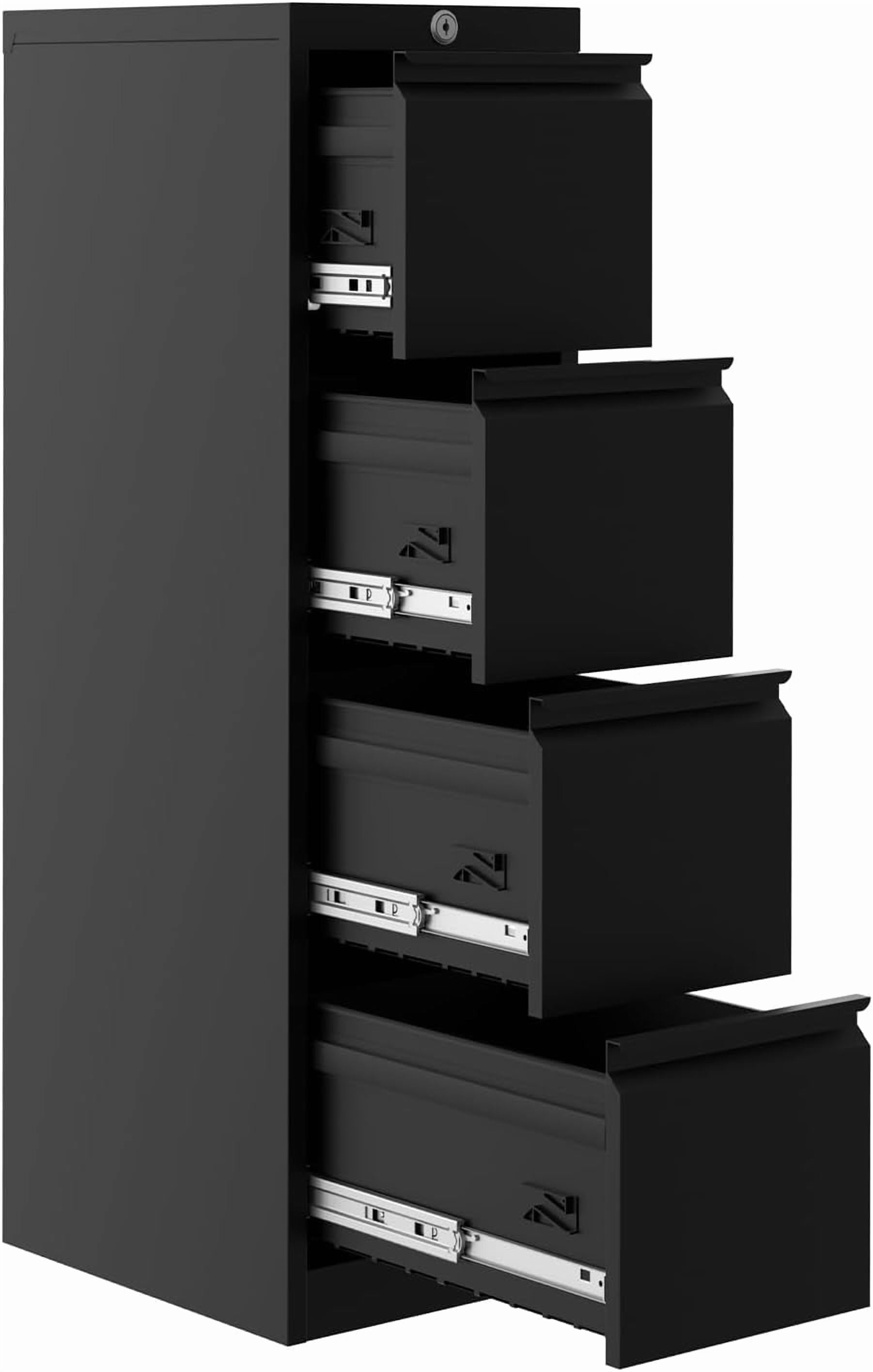 Juiluna 4-Drawer File Cabinet with Lock - Heavy Duty Metal Filing Cabinet for Letter/Legal/A4/F4 Documents - Vertical Storage for Home Office | Requires Assembly, Black