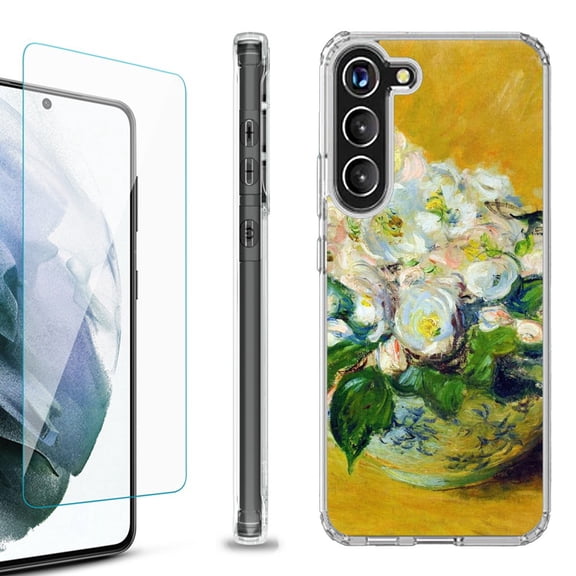 OneToughShield ® for Samsung Galaxy S23  S23 Plus 5G Shockproof Bumper Phone Case, with Tempered Glass Screen Protector - Roses