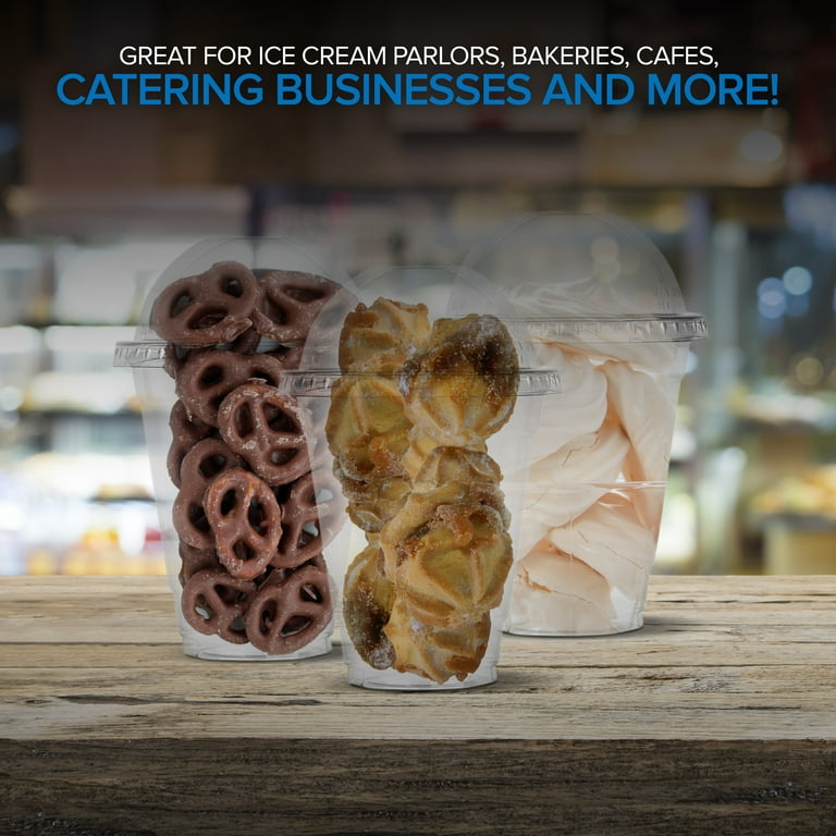 12oz Crystal Clear Plastic Cups With Dome lids and Paper Straws - For —  thatpaperstore