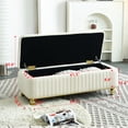 thumbnail image 6 of Tufted Beige Storage Bench with Smooth Velvet and Solid Wood - Offers Storage and Comfort in Bedroom, 6 of 7