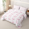 thumbnail image 3 of Erosebridal Watercolor Bow Twin Quilt Set,Polka Dot Ribbon Twin Coverlet Set For Girls,2pcs, 3 of 7