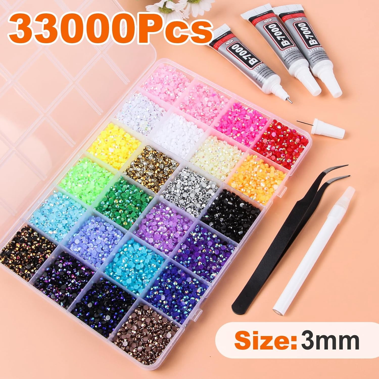 24 colors Resin Jelly Rhinestones For Bedazzling Flatback Gems Craft Kit With Glue Multicolor Essentials Set For DIY Clothing Shoes Nails Diamond Art