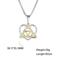 thumbnail image 4 of Celtic Knot Triquetra Trinity Love Heart Pendant Necklace 14K White Gold Irish Witch Knot Amulet Vintage Necklaces Jewelry, 4 of 8