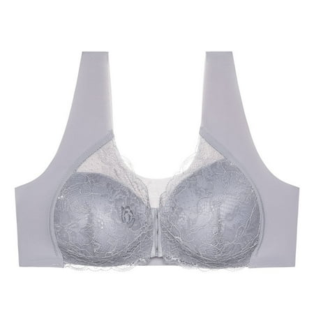 VKEKIEO Strapless Bras for Women Sexy Lace Wireless Front Closure Bras For Women Lingerie Comfort Push Up Bra Silke Adjusted Big Size Backless Bralette Tops