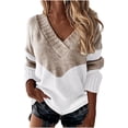 thumbnail image 2 of Sweaters for Women 2023,Womens Cute Sweaters Color Block Long Sleeve Loose Deep V Neck Knit Pullover Sweaters for Women Jumper Tops, 2 of 4