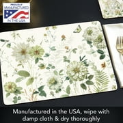 Cala Home Green Florals 4 Pack Premium Decorative Hardboard Cork Back Tabletop Placemats