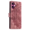thumbnail image 3 of Flip Case for iPhone 16 Plus , Totem Embossed Flowers Premium PU Leather Wallet Folio Cover with Card Holder Kickstand Compatible with iPhone 16 Plus - Pink, 3 of 13