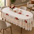 Tablecloth Offwhite 60"x84" Oval Embroidery Lace Rose Pattern - Walmart.com