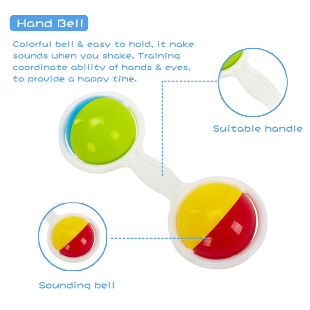 GOODWAY Rattle and Teether Baby Toys 3-6 Months, 10 Pcs Grab, Shaker and Spin Rattle Toys, Sensory and Fine Motor Skill Development Gift Set for 0,3, 6, 9, 12 Month Newborn, Infant, Boys, Girls