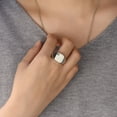 thumbnail image 4 of Personalized Mens Cubic Zirconia CZ Accent Engrave Monogram Initial Statement Square Signet Ring for Men Silver Tone Stainless Steel, 4 of 6