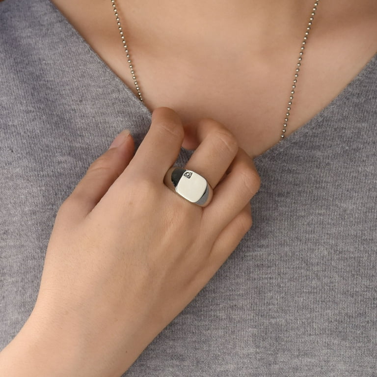 Bling Jewelry Mens Large Square CZ Accent Monogram Initial Signet