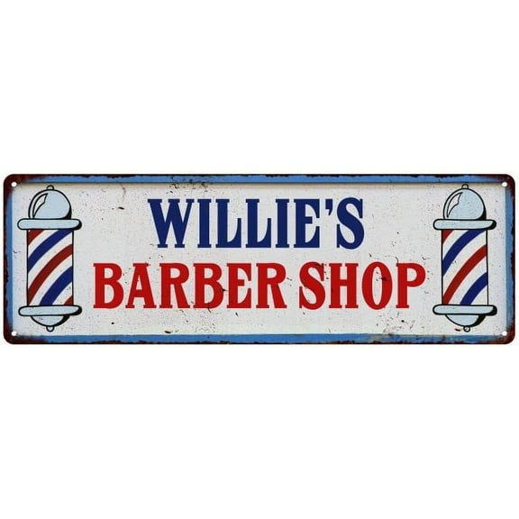 WILLIE'S Barber Shop Hair Salon Gift Metal Sign Retro 6x18 206180031495