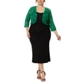 thumbnail image 2 of Agnes Orinda Women's Plus Size Elegant Hollow Out 1/2 Sleeve Crop Shrug 4X Green, 2 of 6