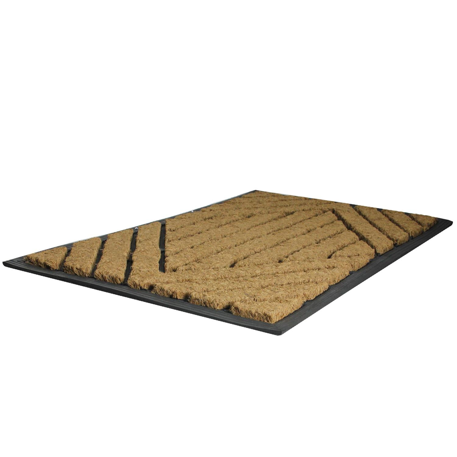 Black Rubber and Coir Outdoor Rectangular Door Mat 29.5" x 17.5"