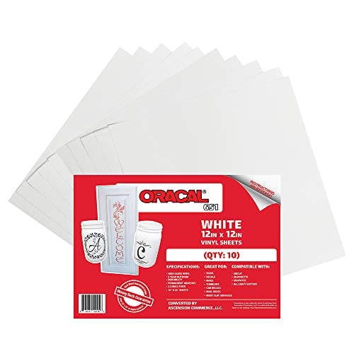10 12 x 12 sheets oracal 651 white adhesive craft