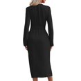 thumbnail image 4 of Women's Long Shirt Dress Mid Sleeve Button Casual Dresses Black S, 4 of 9