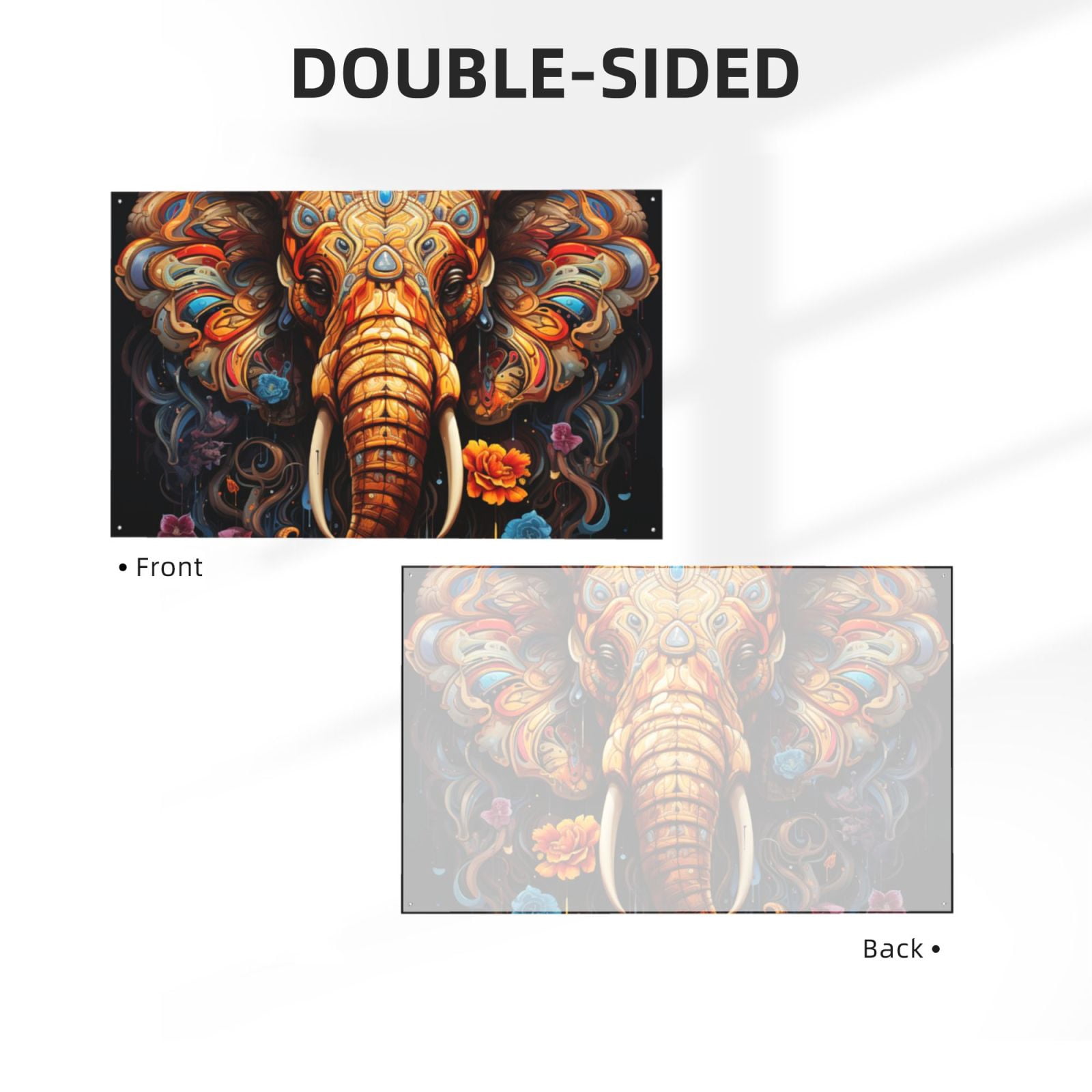 Elephant Indian Psychedelic Four Hole Decorated Banner Flag for Garden Yard Home Decoration Indoor Outdoor 4x6 Ft