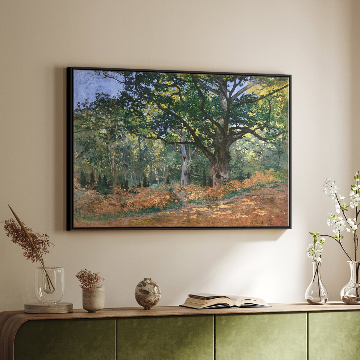 Vintage Landscape-CCXLIII By Wexford Home Framed in Black Wood Gallery Wrapped Canvas 25 in. x 37 in.