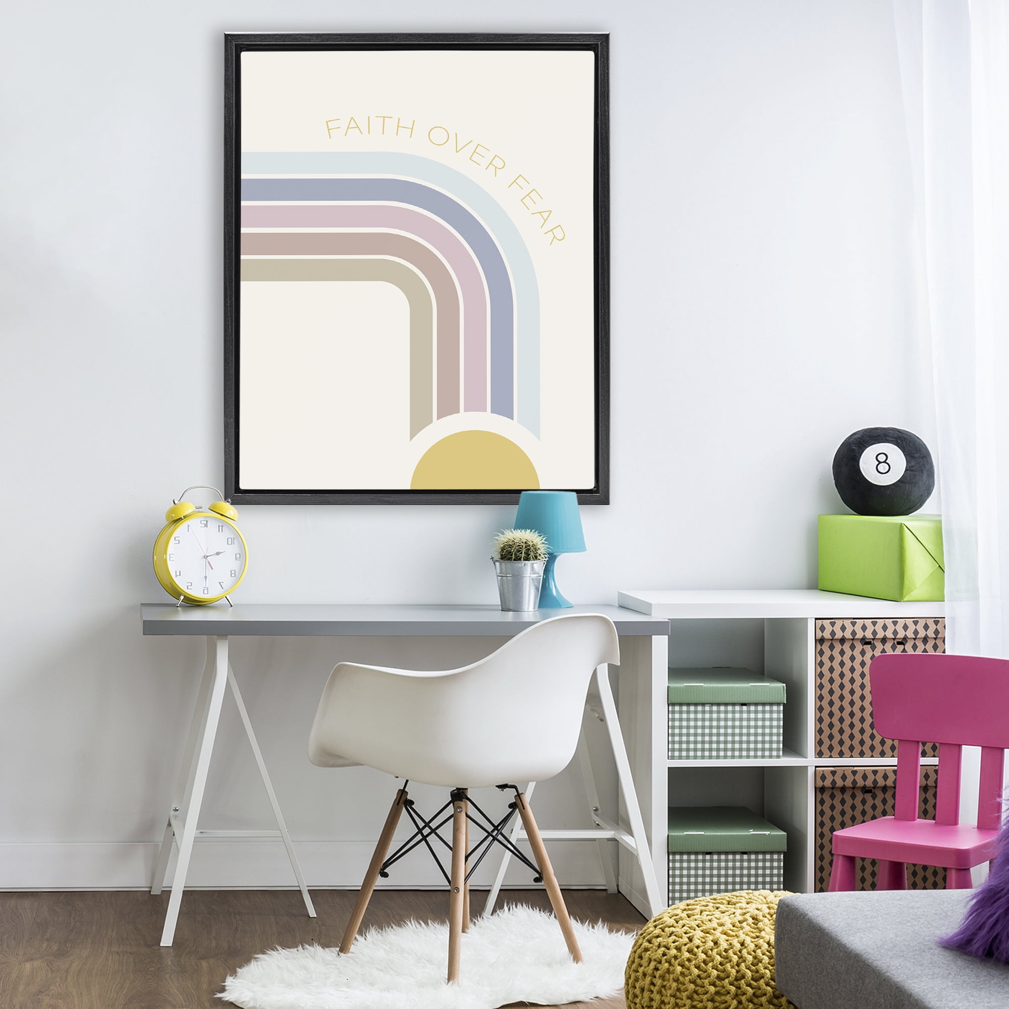 Stupell Industries Faith Over Fear Rainbow Black Framed Floater Canvas Wall Art, design by SD Graphics Studio