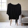 thumbnail image 6 of Noric Women Tie Front Modal T-Shirt Crew Neck Knotted Loose Fit Short Sleeve Casual Lightweight Flowy Tops, 6 of 6