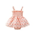 thumbnail image 1 of TheFound Barboteuse d'Été Sans Manches pour Bébé Fille 0-18M Imprimé Cœur Robe Smockée, 1 of 8