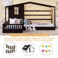 thumbnail image 6 of Bellemave House Beds for 2, Wood L-Shape Twin Bed Frame with Roof and Fence Railings, Double Twin Size Montessori Bed Frame No Box Spring Needed (Espresso), 6 of 9