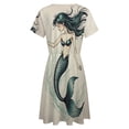 thumbnail image 5 of Long Hair Mermaid Short Sleeve Dress Women Summer Evening Dresses Ladies Sundress, 5 of 7
