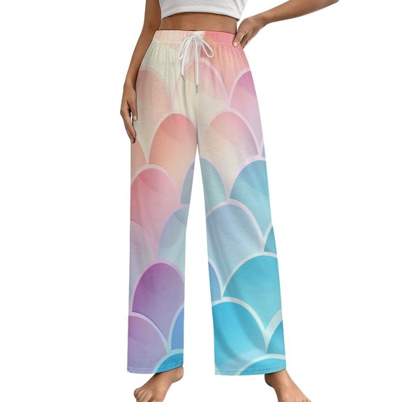 Colorful Mermaid Scales Pajama Pants Comfortable Elastic Waist Pajamas Fashion Sleepwear Bottoms Plus Size Homewear