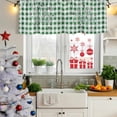 thumbnail image 5 of Green Plaid Christmas Curtain Valances for Windows, Kitchen Valance Window Treatments Panel 2 Pack, Xmas Snowflake Merry Christmas Rod Pocket Short Curtains for Bathroom Bedroom 42 x 18 Inch, 5 of 8