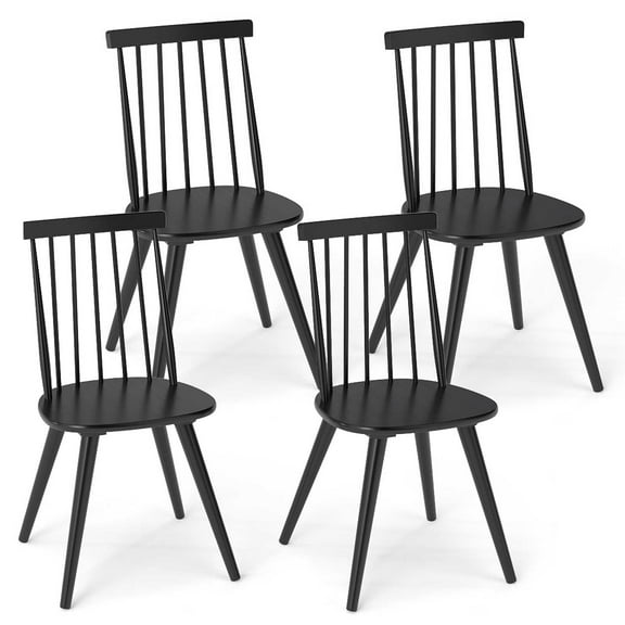 Gymax Windsor Dining Chairs Set of 4 w/Rubber Wood Frame High Spindle Back for Home