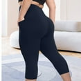 thumbnail image 6 of cfhntfmh Plus Size Leggings for Women with Pockets Seamless Stretchy Capri Leggings Skinny High Waist Athletic Yoga Pants, 6 of 7