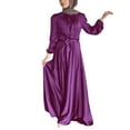 thumbnail image 2 of IBTOM CASTLE Women's Muslim Kaftan Abaya Prayer Dress Long Sleeve Self Tie Maxi Dress Middle East Arabian Robe Gown S Purple, 2 of 5