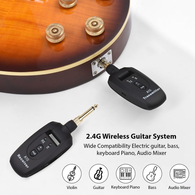 Système de Guitare Sans Fil Transmission en Temps Réel 2.4G Ultra-Faible Latence Ensemble de Guitare pour Guitare Électrique Basses Instruments à Vent Rechargeables 280